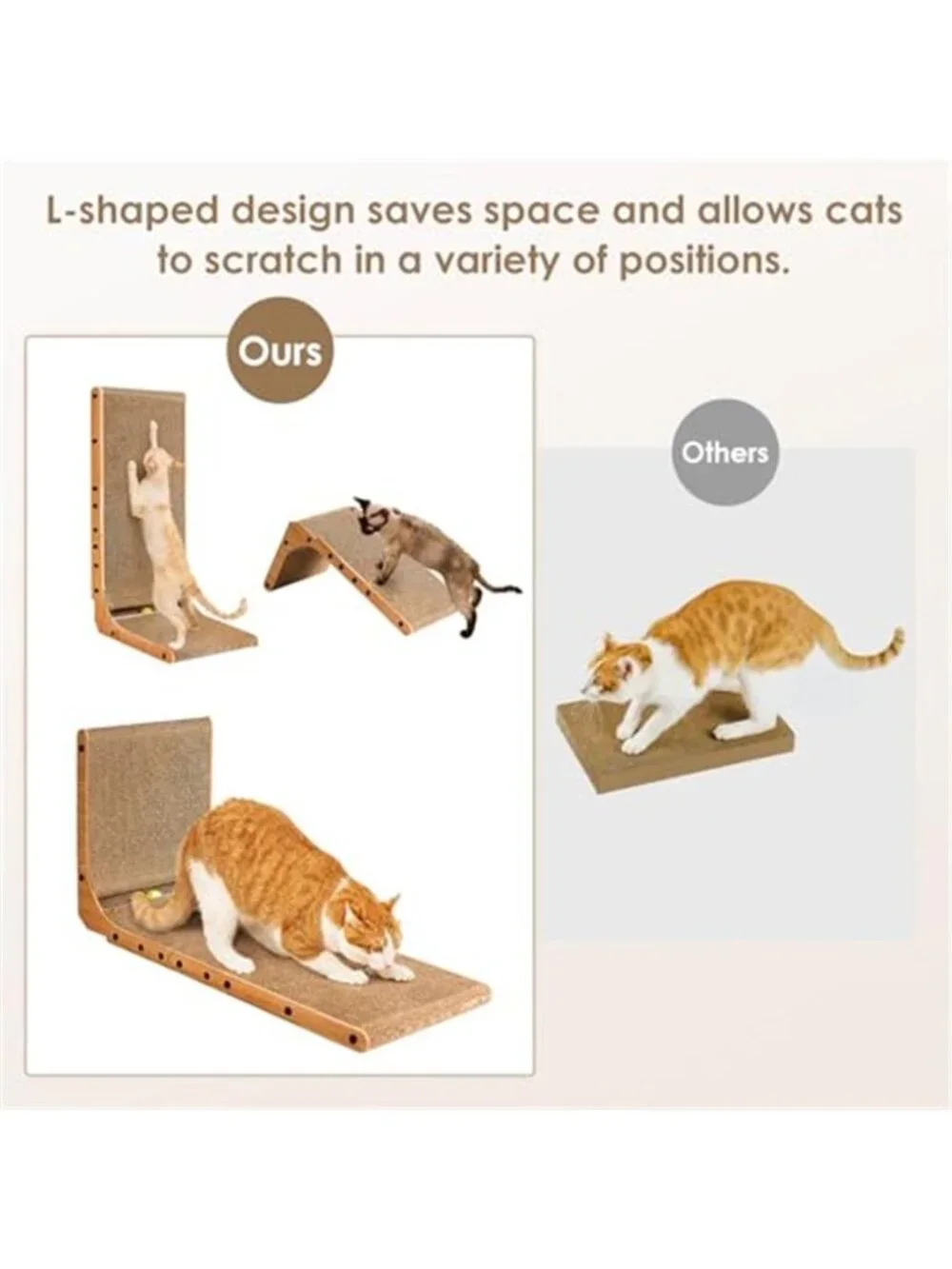 Cardboard Cat Scratcher for Indoor Cats, 26.8 Inch L Shaped Vertical